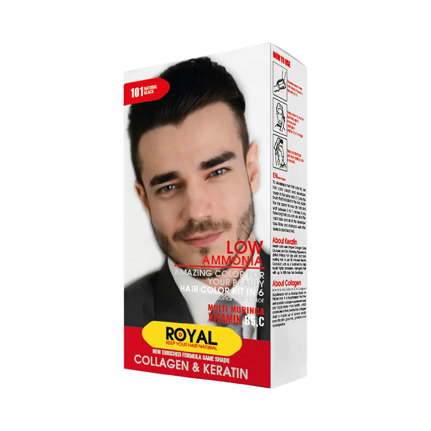 کیت رنگ مو مشکی طبیعی مردانه رویال کد 101